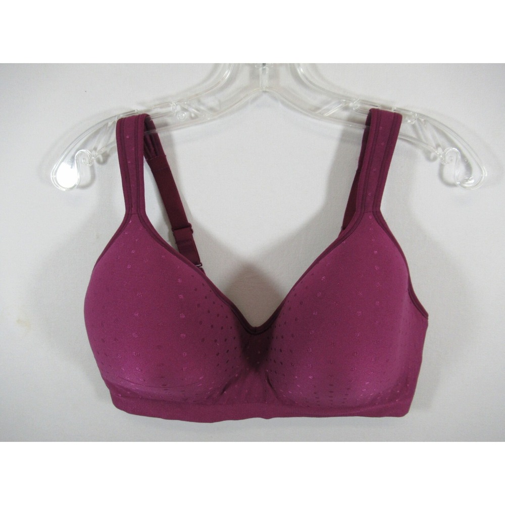Bali Comfort Revolution Bra 40DD Purple Wireless Polka Dot 3463